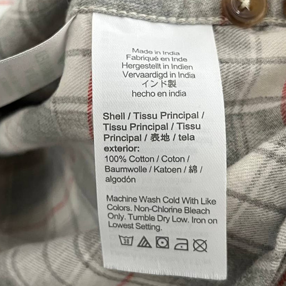 J. CREW Slim Button Down Shirt Men's Large Gray Plaid Brushed Twill 100% Cotton - Picture 5 of 6